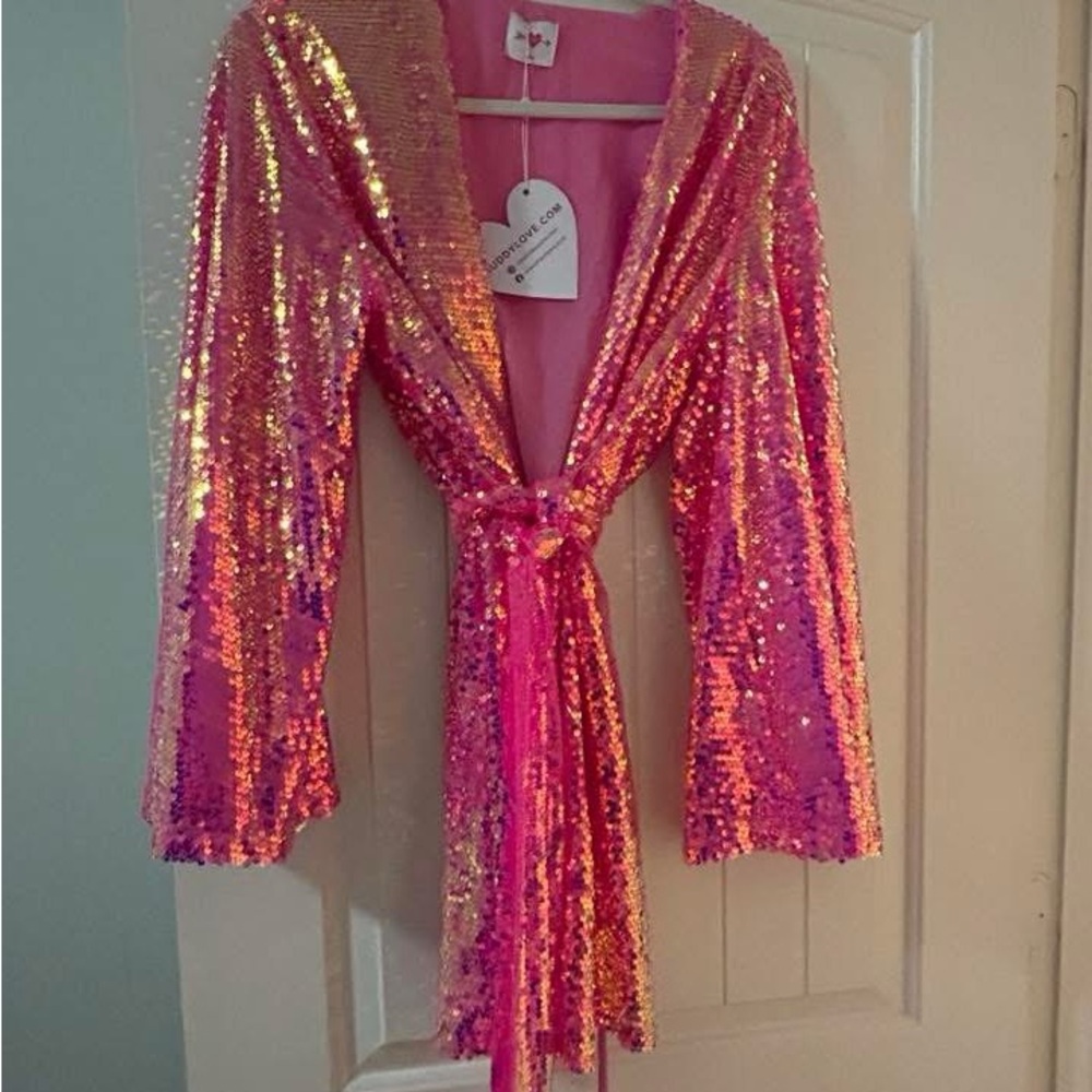 Buddy Love Pink Sequin Long Sleeve Dress